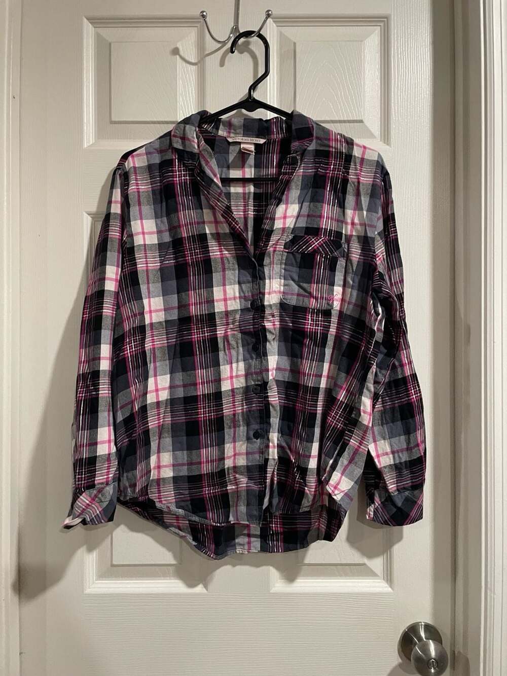 Victoria's Secret Plaid Long Sleeve Button-Up Pajama Top